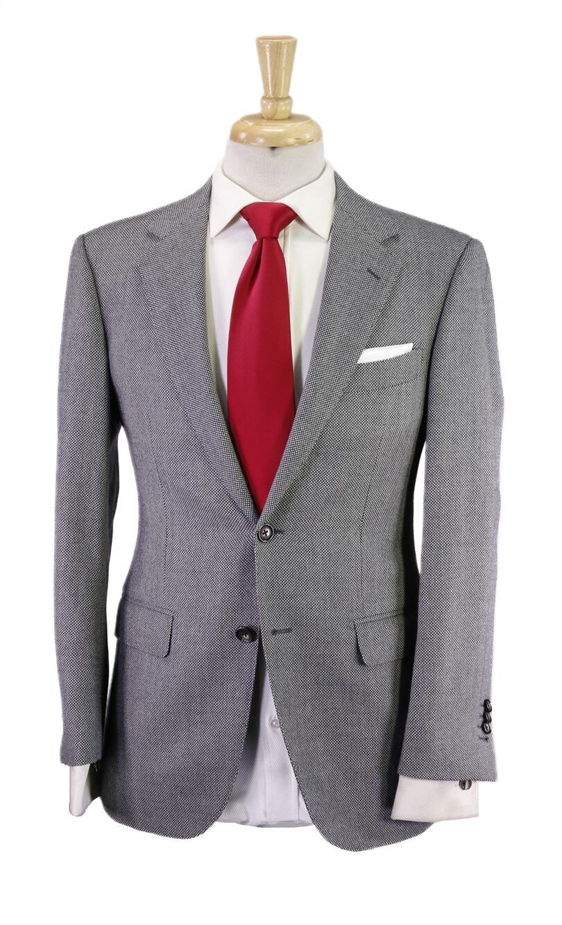United Arrows Japan Gray Thick Birdseye Weave 2-Btn Wool Slim Fit Suit 36S